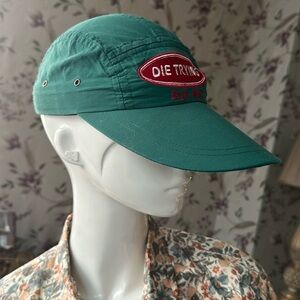 100% cotton Bright green Baseball inspired Cap Die Trying embroidery red white